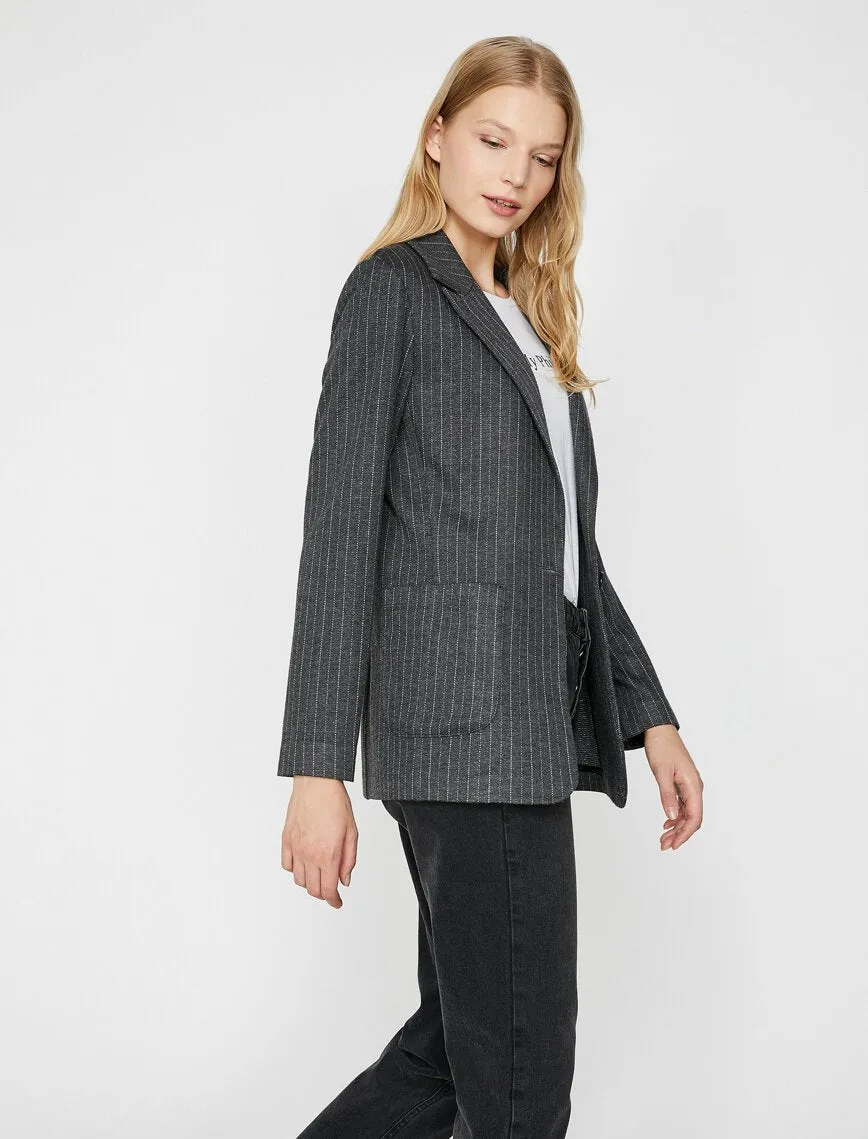 14989 Grey Striped Pocket Jacket