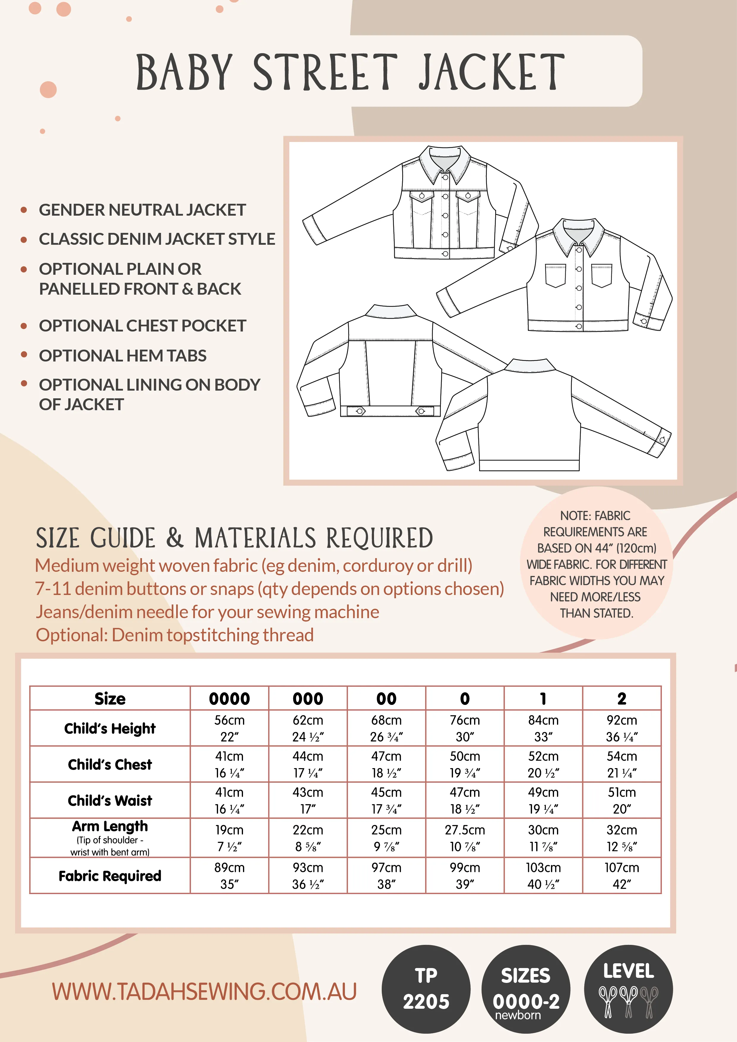 Baby Street Jacket Sewing Pattern