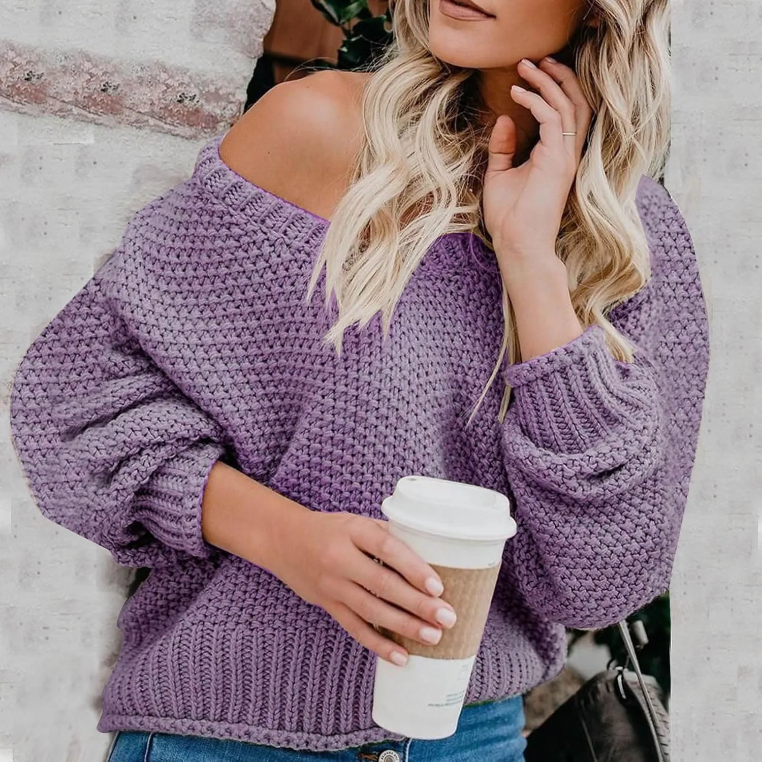 Cable Knit Winter Warm Sweater for Women, Long Sleeve V-Neck Casual Pullover Solid Color Chunky Baggy Sweaters Top