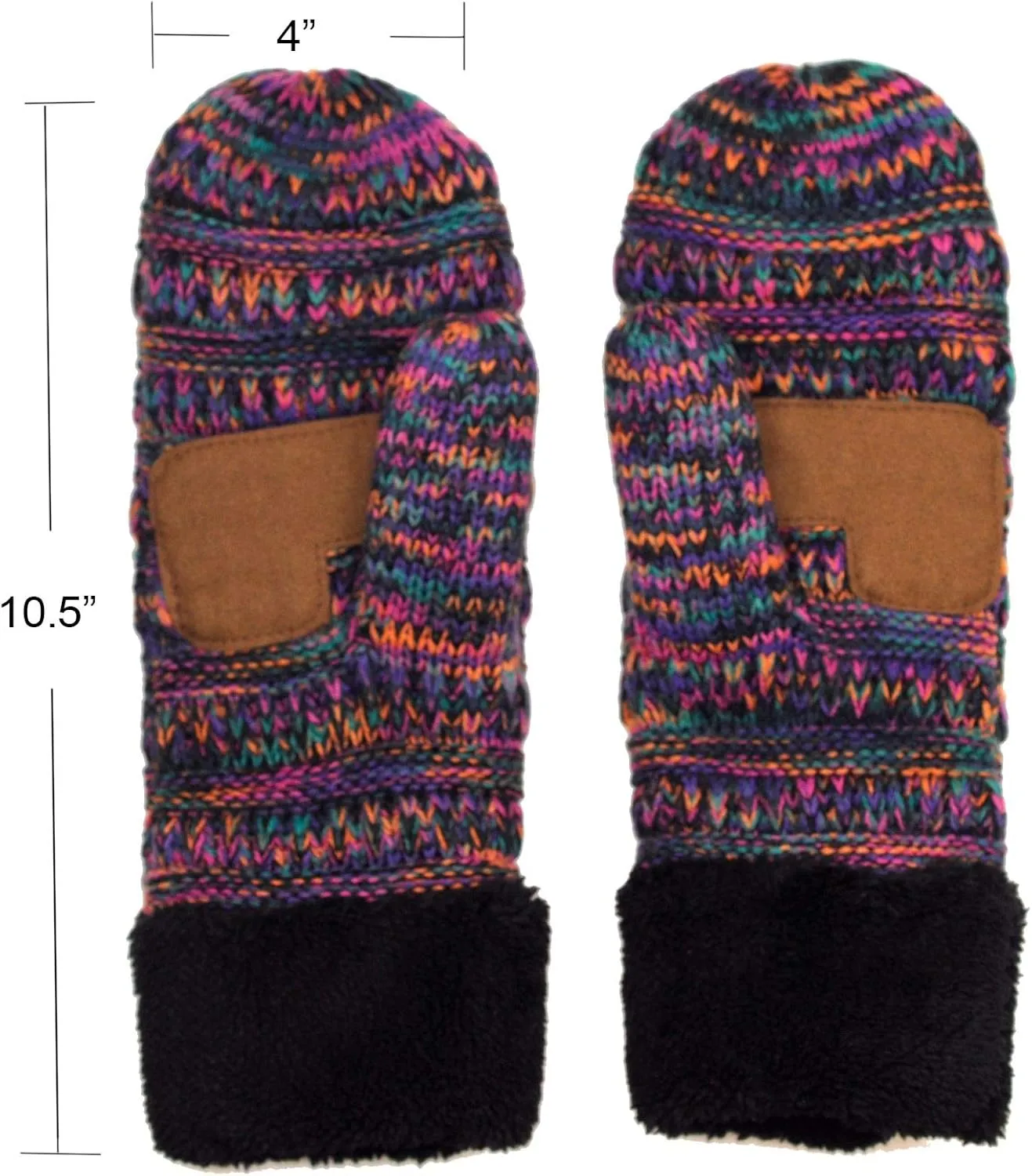 C.C Winter Warm Knit Soft Fuzzy Lined Cuff Mittens Gloves