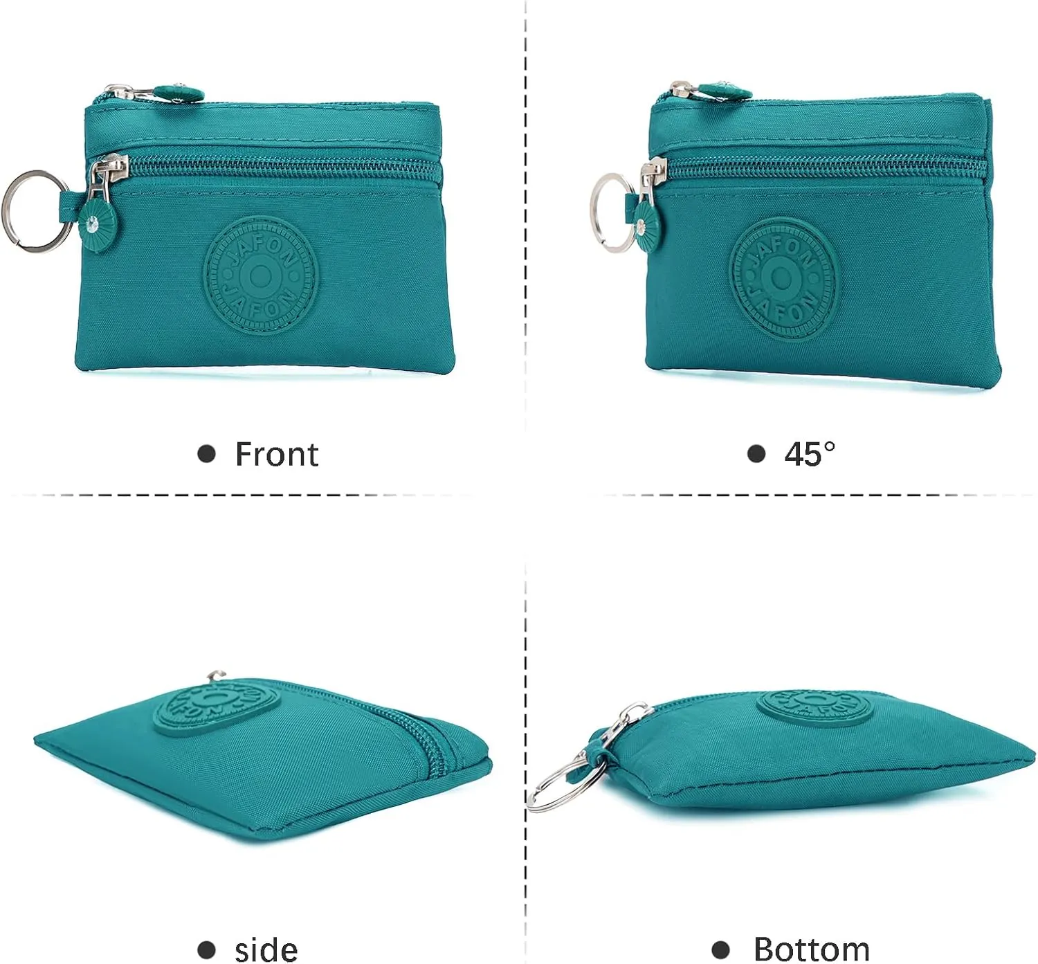 Coin Purse Change Pouch for Women 2 Layers Zipper Oxford Cloth Waterproof Purse (Green)