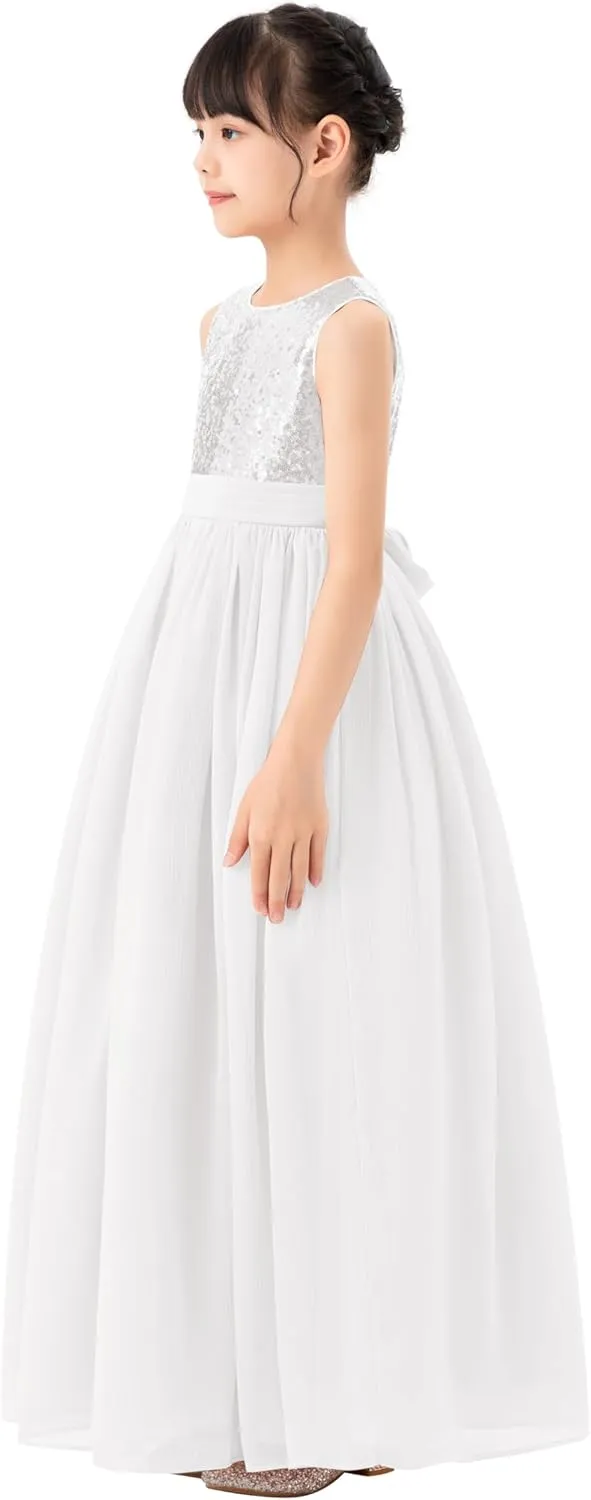 ekidsbridal Chiffon Sequins Heart Cutout Flower Girl Dresses for Beauty Pageants SH1