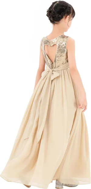 ekidsbridal Chiffon Sequins Heart Cutout Flower Girl Dresses for Beauty Pageants SH1