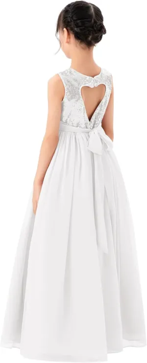 ekidsbridal Chiffon Sequins Heart Cutout Flower Girl Dresses for Beauty Pageants SH1