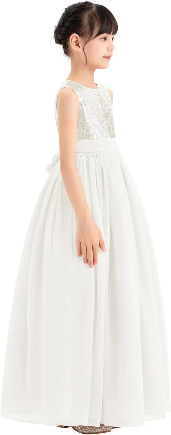 ekidsbridal Chiffon Sequins Heart Cutout Flower Girl Dresses for Beauty Pageants SH1