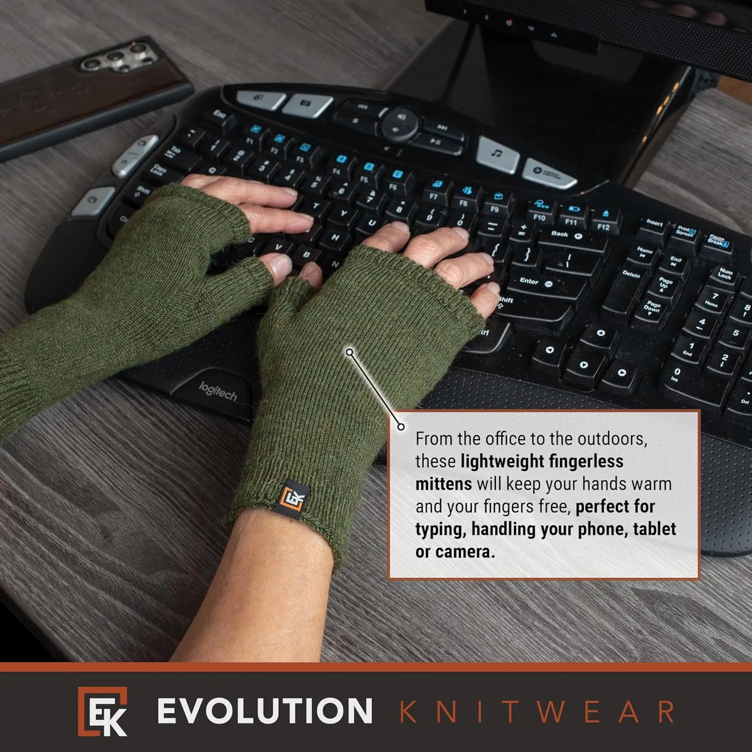 Evolution Knitwear Alpaca Knit Fingerless Mittens - Super Soft Baby Alpaca - Made in the USA - Small