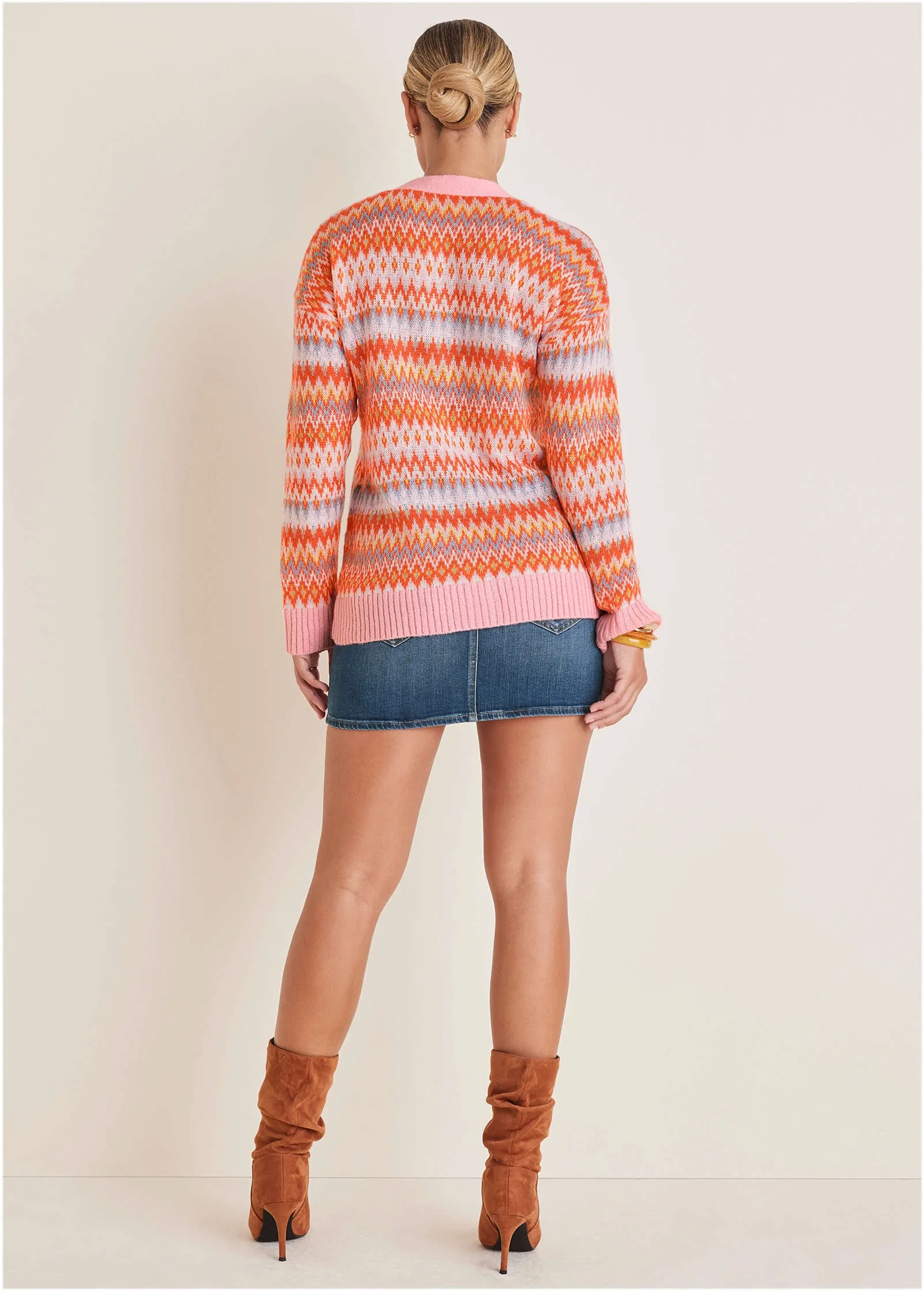 Fair Isle Cardigan - Peach Dust