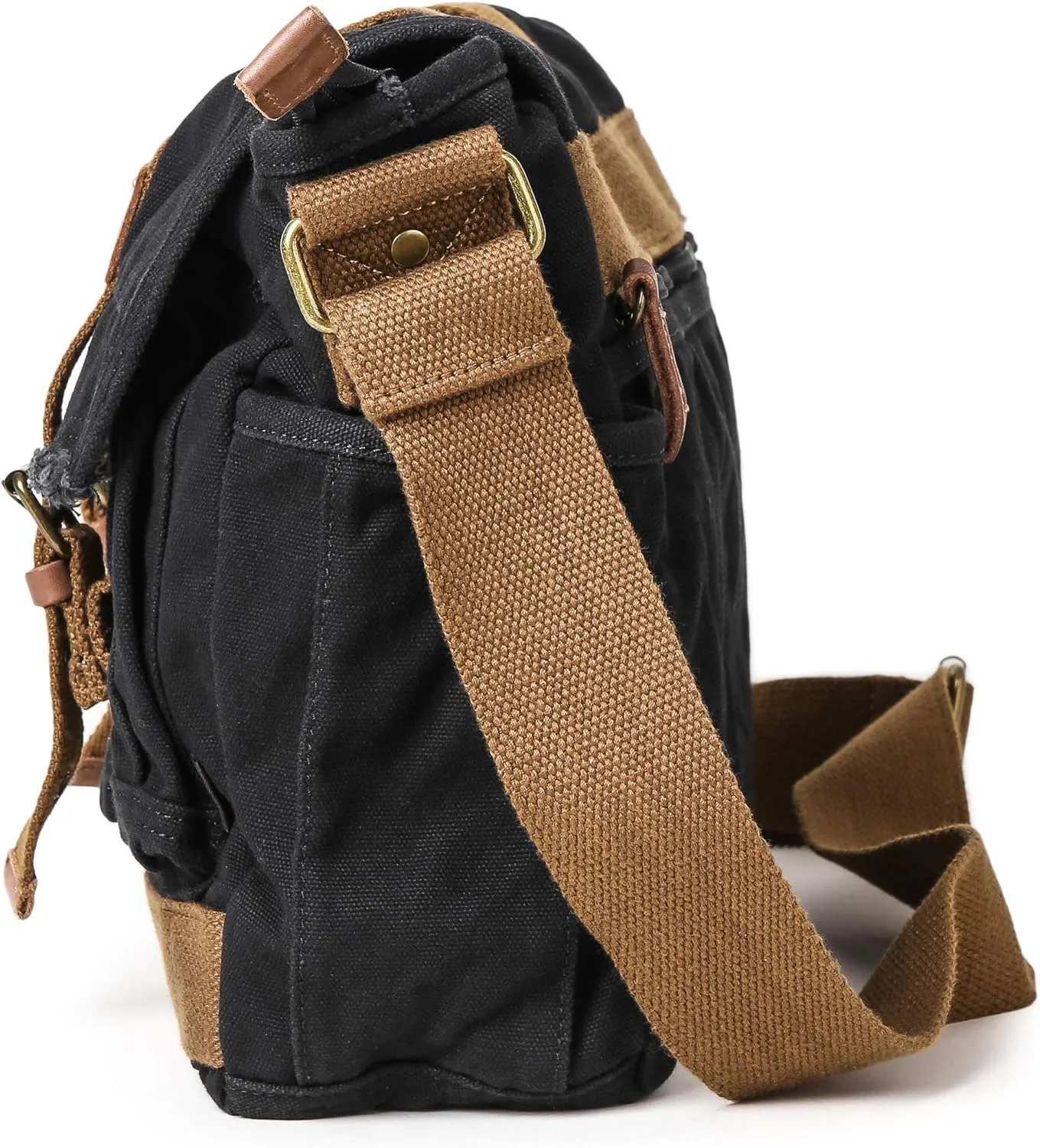 GOOTIUM Canvas Messenger Bag - Vintage Shoulder Bag Frayed Style Boho Purse
