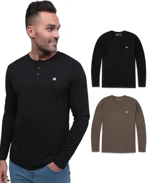 INTO THE AM Long Sleeve Henley Shirts for Men S - 4XL Casual Lightweight Fitted Longsleeve