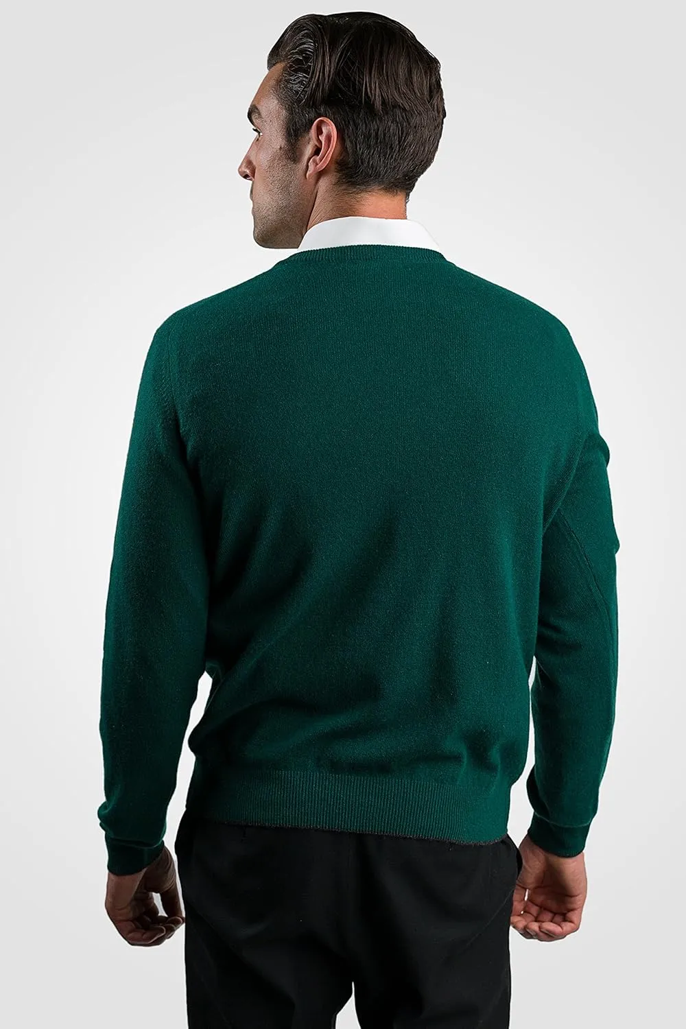 JENNIE LIU Men's 100% Pure Cashmere Long Sleeve Pullover Crewneck Sweater