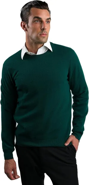 JENNIE LIU Men's 100% Pure Cashmere Long Sleeve Pullover Crewneck Sweater