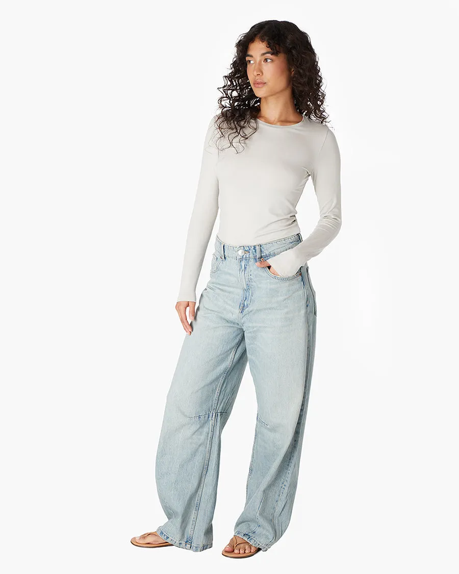 Long Sleeve Stretch Crewneck - Stone