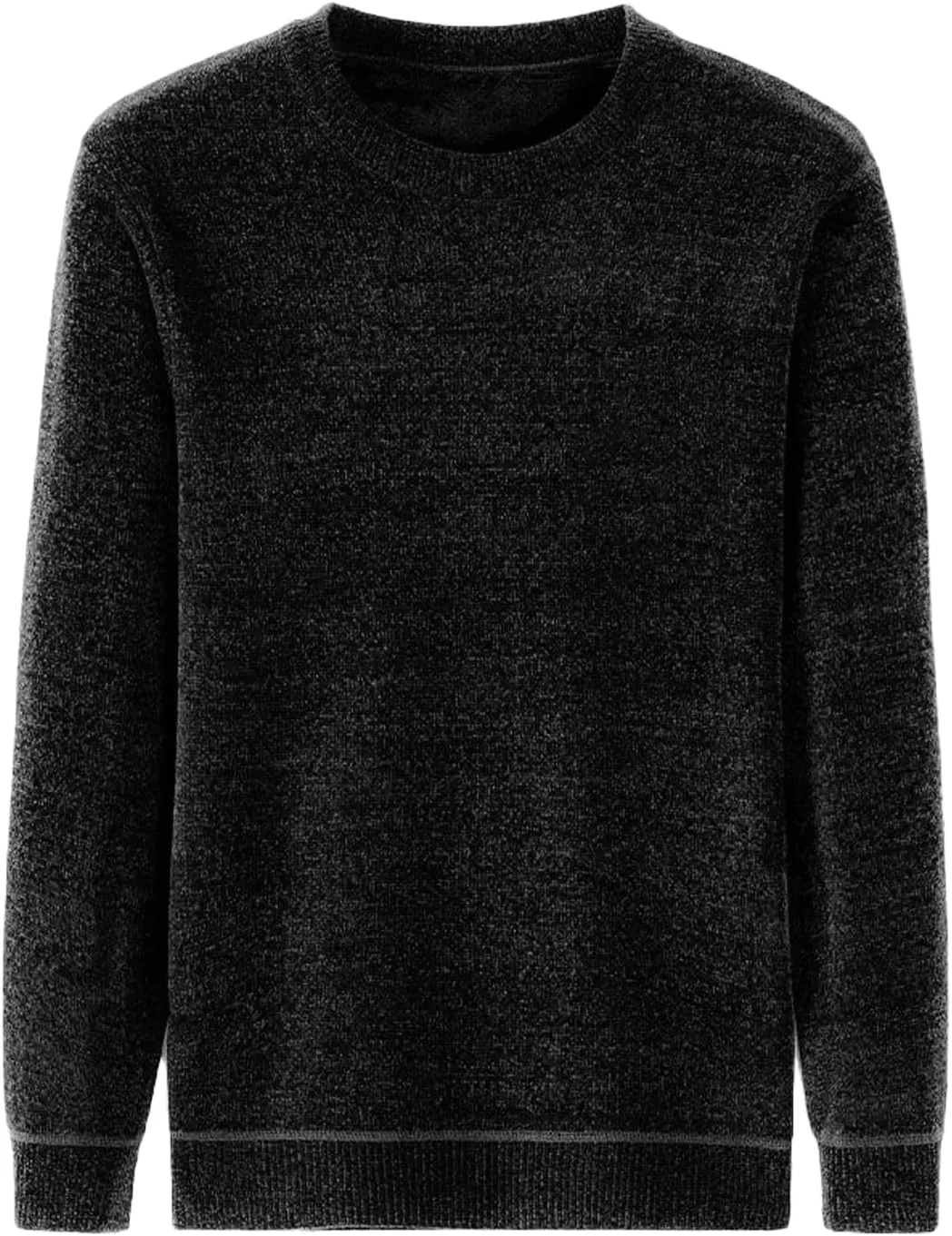 Men's Chenille Crewneck Sweater Long Sleeve Regular Fit Knitted Sweater Winter Fleece Pullover Warm Fleece Lined Sweatshirts