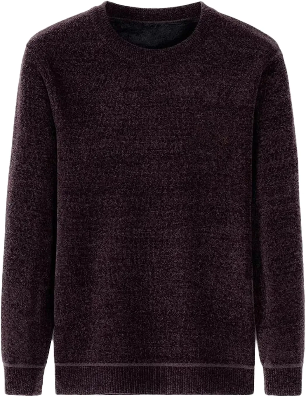 Men's Chenille Crewneck Sweater Long Sleeve Regular Fit Knitted Sweater Winter Fleece Pullover Warm Fleece Lined Sweatshirts