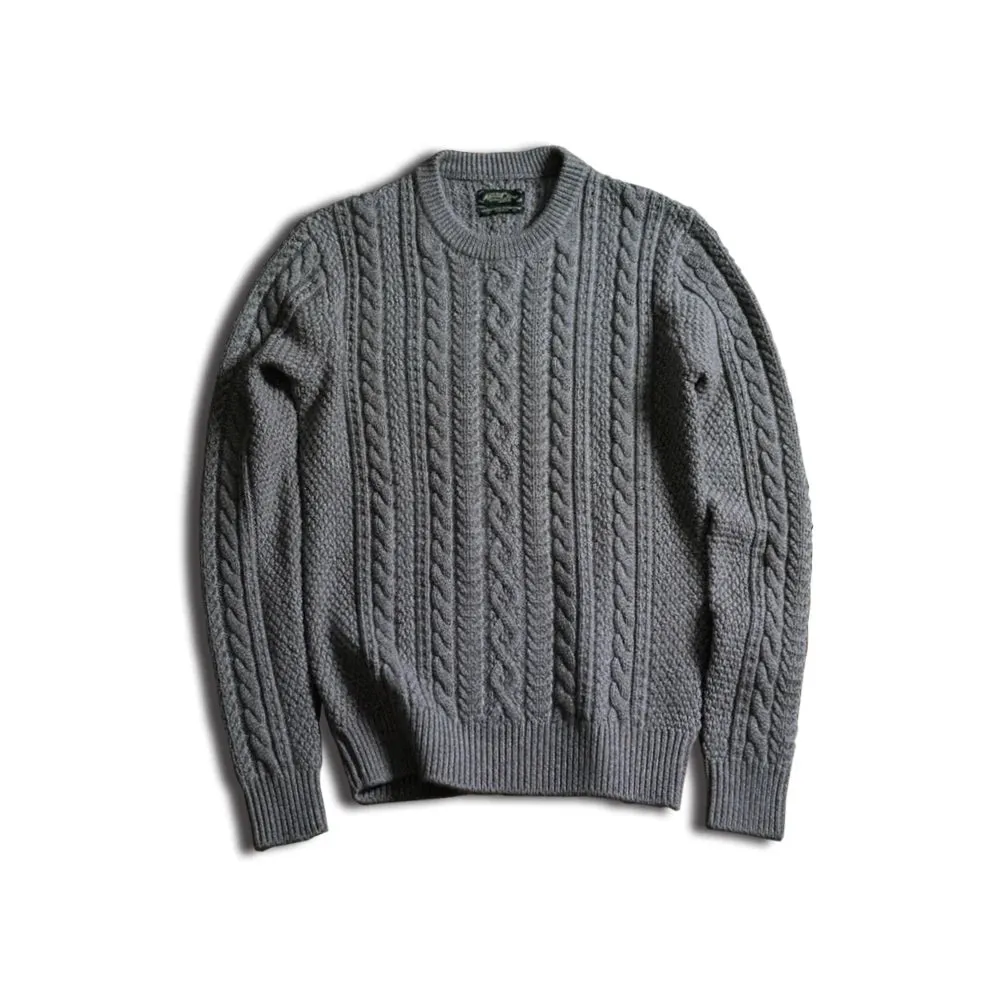Men's Fisherman Sweater Merino Wool O-neck Long Sleeves Thick Warm Cable Jumper - Vintage Style