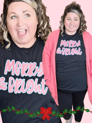Merry & Bright on Black Tee