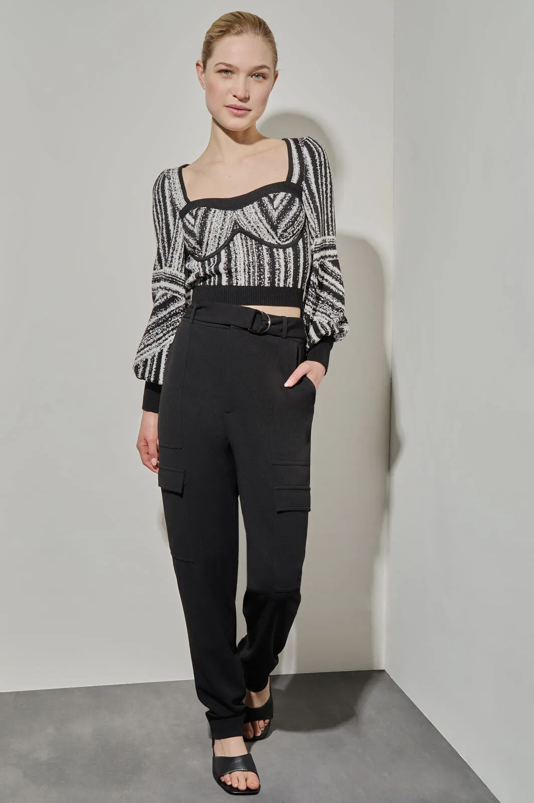 Modern Fit Variegated Stripe Soft Knit Crop Top