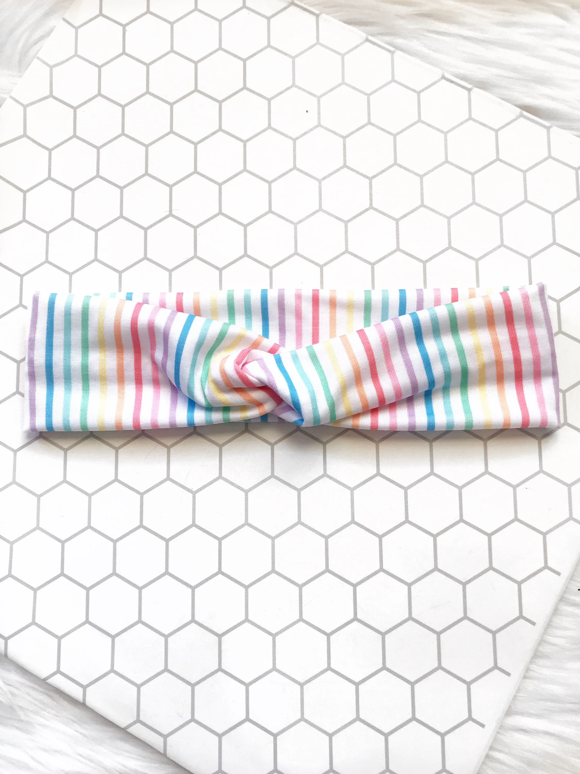 Rainbow Striped Knotties Headband