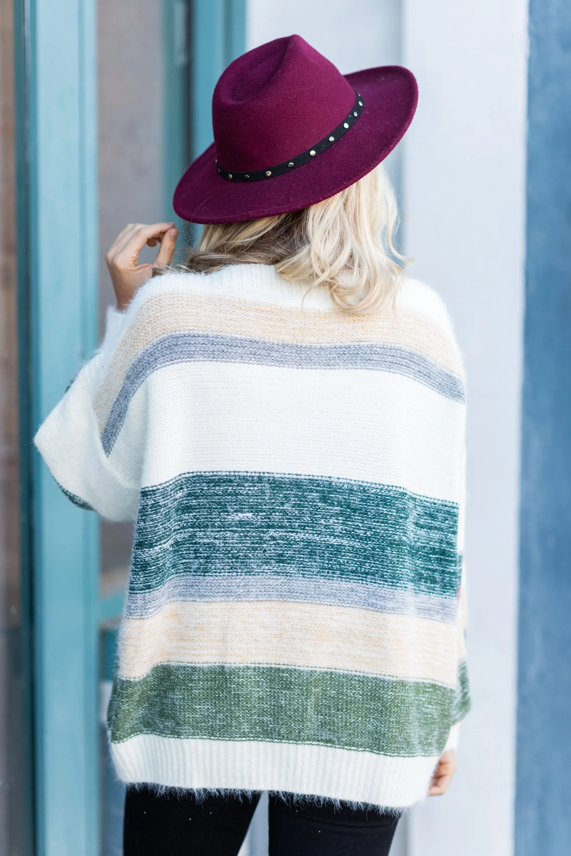 Really Ready Green Multicolored Striped Sweater