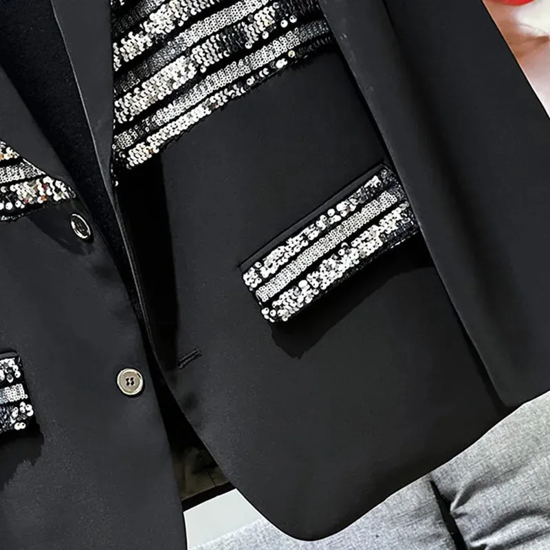 Sequin Splicing Decoration Design Blazer