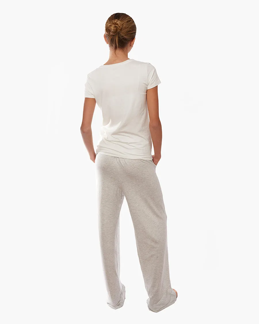 Short Sleeve Stretch Crewneck - Cream