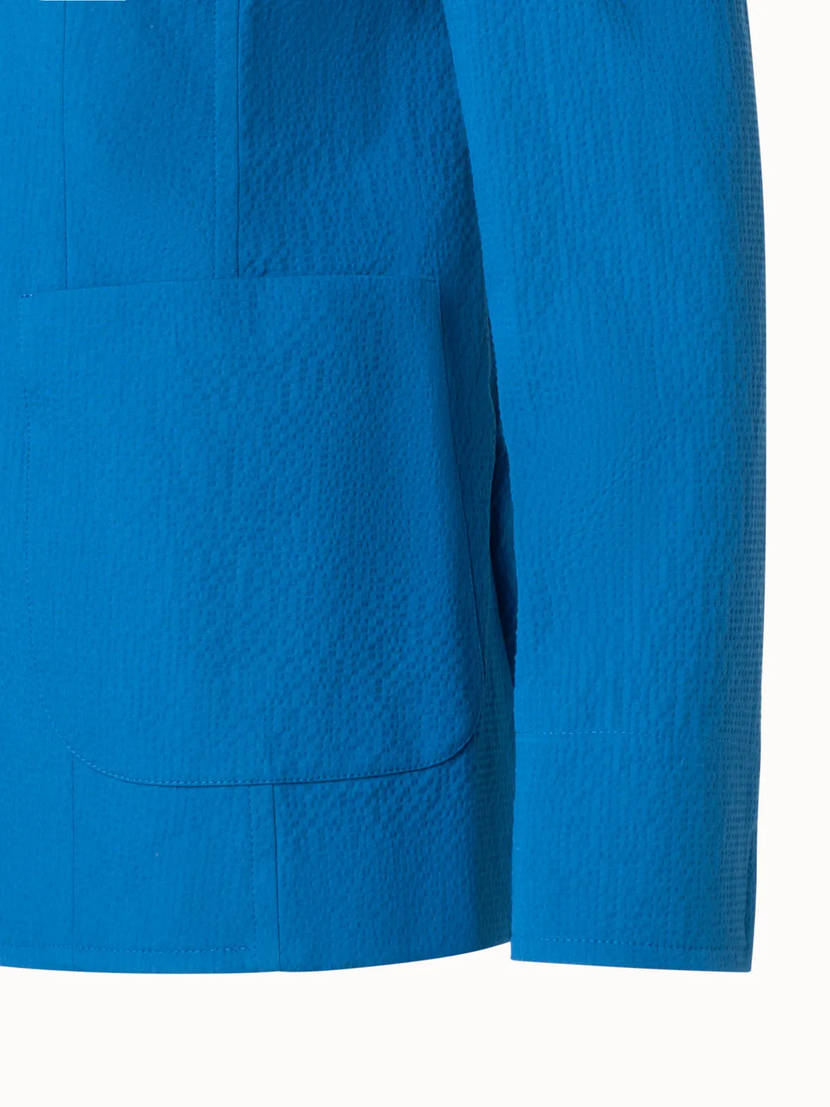 Three Button Blazer in Stretch Cotton Seersucker