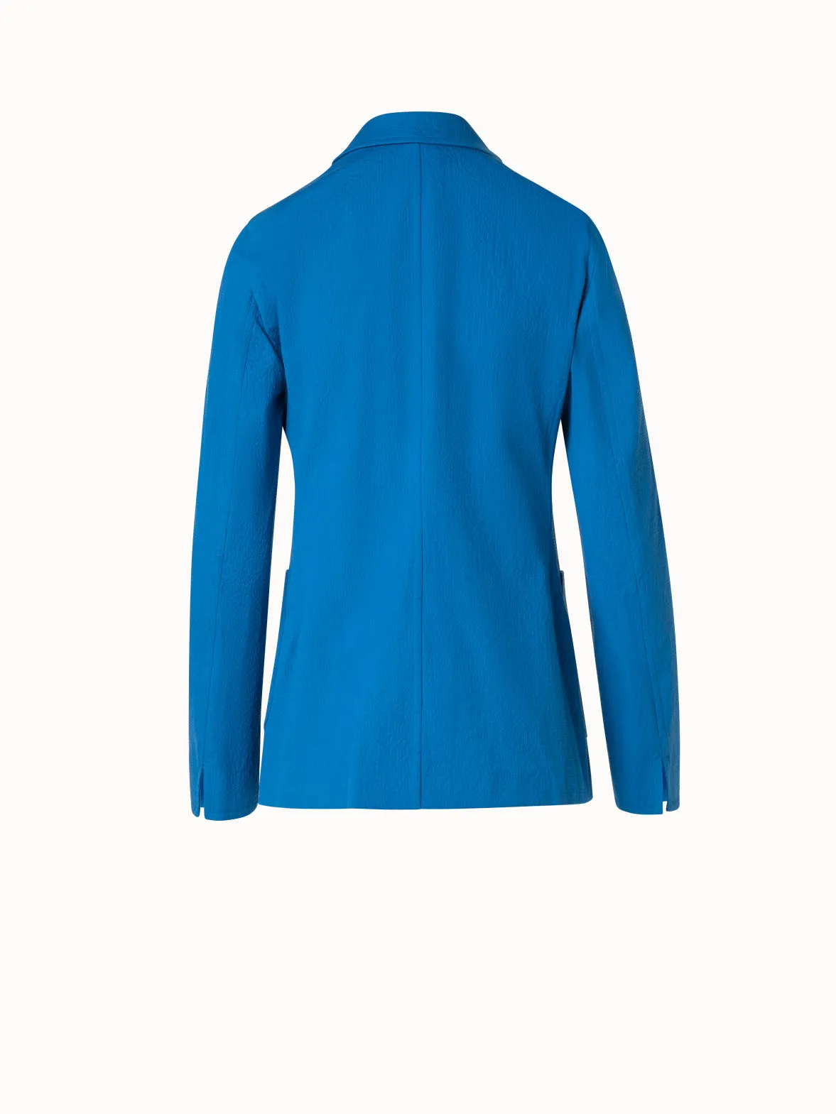 Three Button Blazer in Stretch Cotton Seersucker