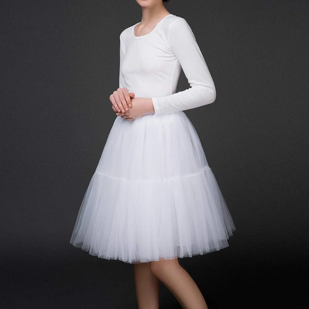 Tulle Skirt,Women's Midi Tulle Tutu Skirt Fluffy Princess Five Layers A line Party Prom Underskirt