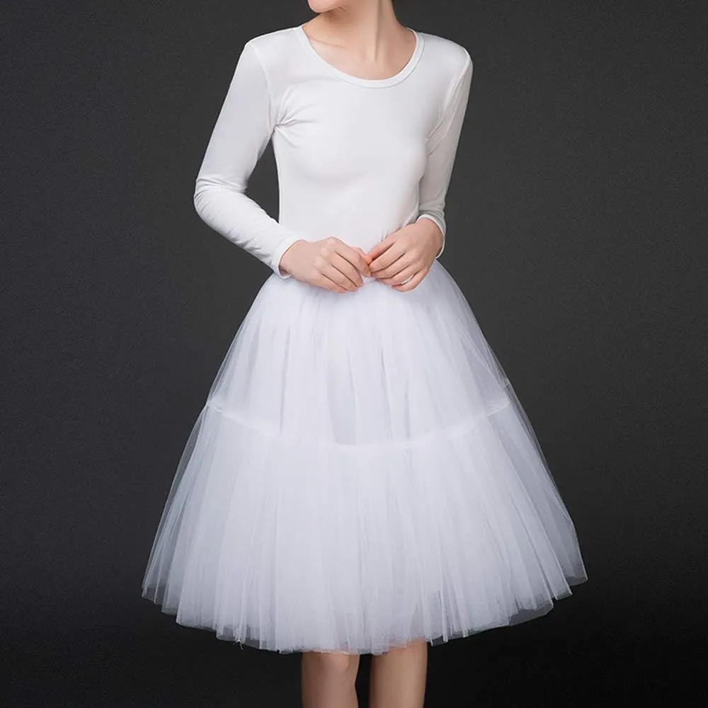 Tulle Skirt,Women's Midi Tulle Tutu Skirt Fluffy Princess Five Layers A line Party Prom Underskirt