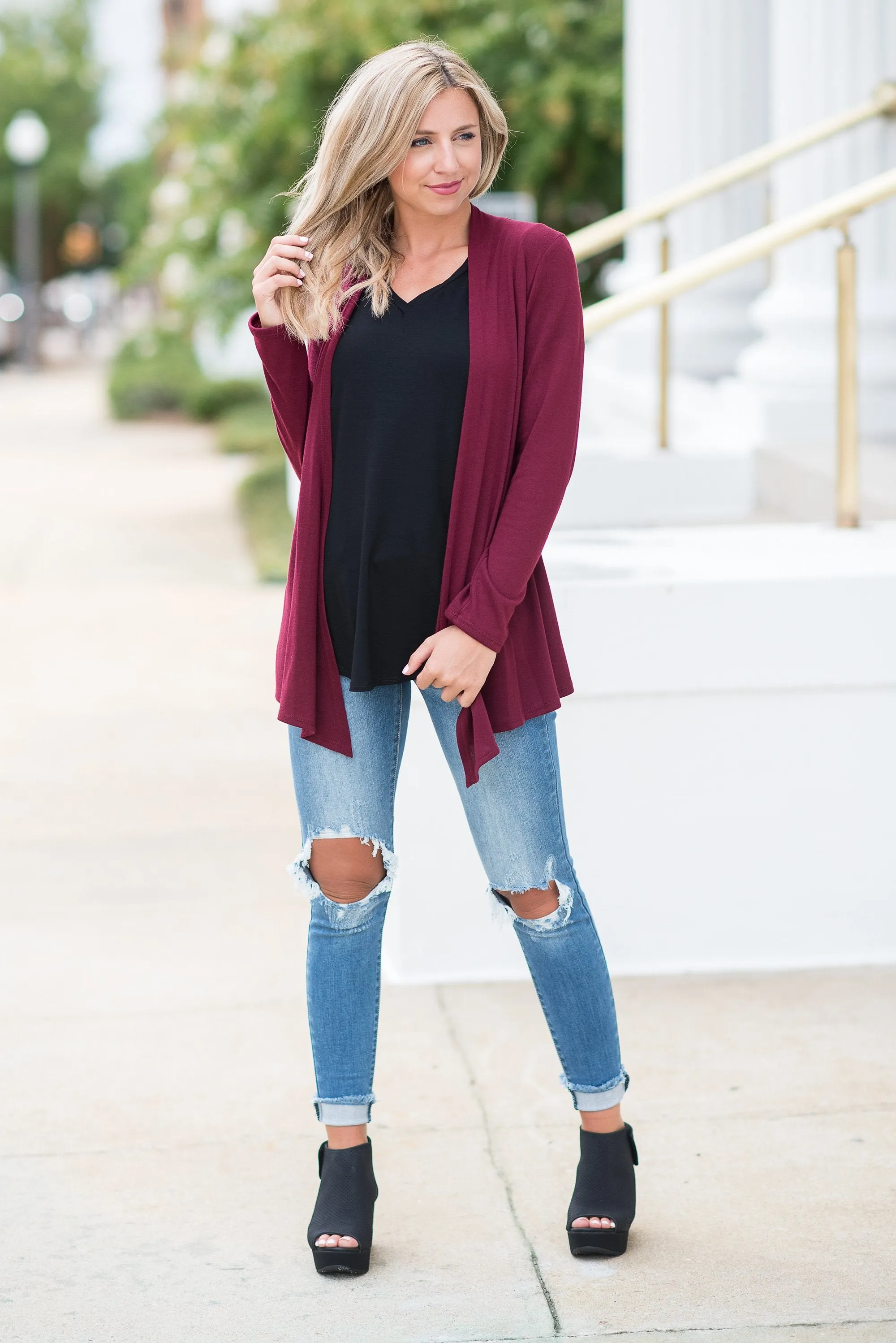 Undeniable Wine Red Classic  Cardigan