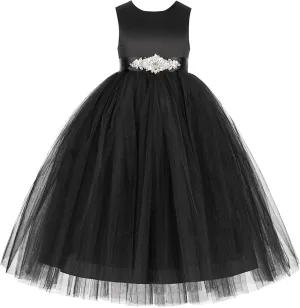 V-Back Satin Junior Bridesmaid Gown Flower Girl Dress Wedding Reception 219