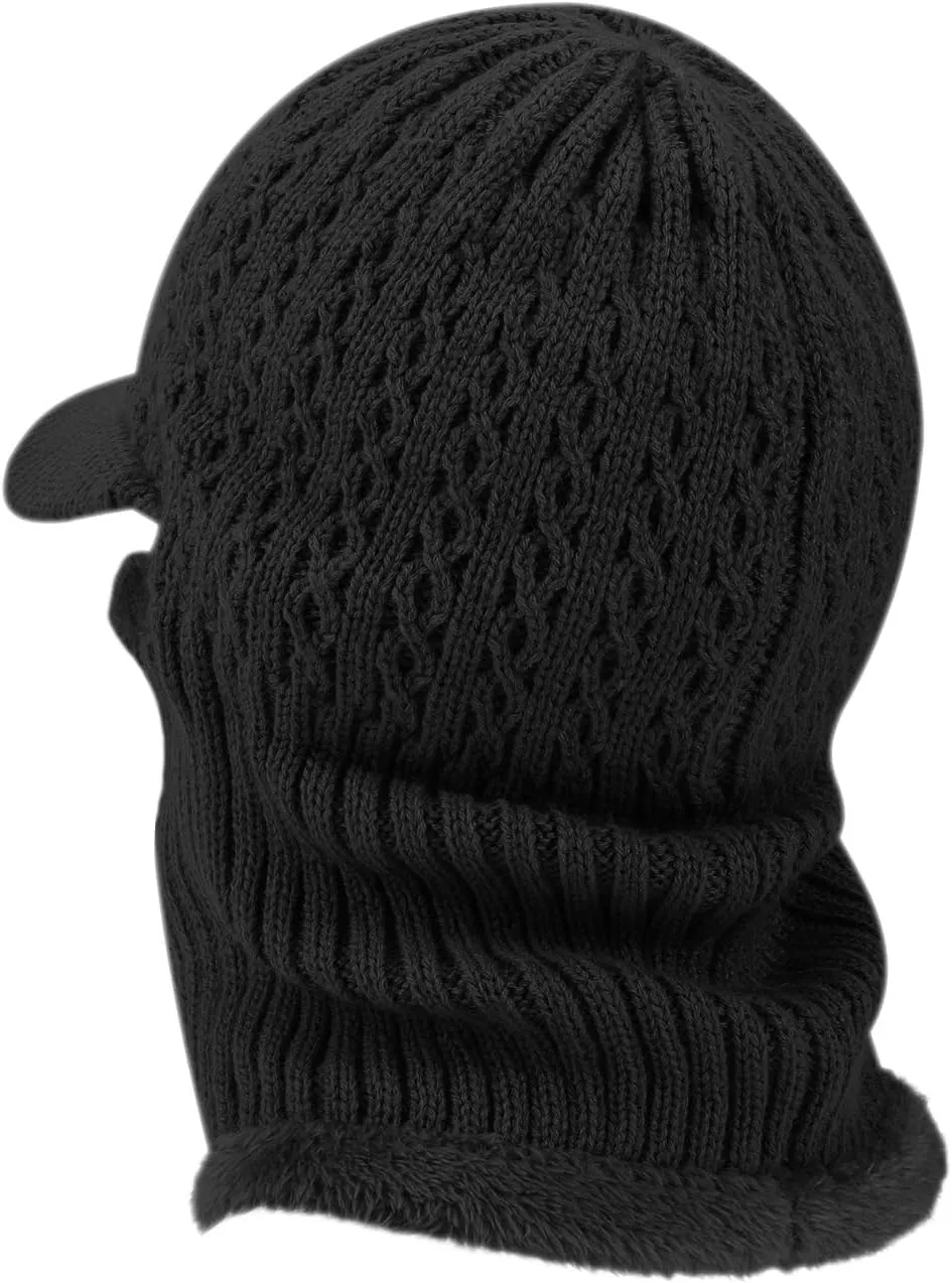 Winter Knitted Balaclava Beanie Hat Warm Cycling Ski Mask, Women Windproof Hood, Balaclavas Heavyweight Thermal Fleece