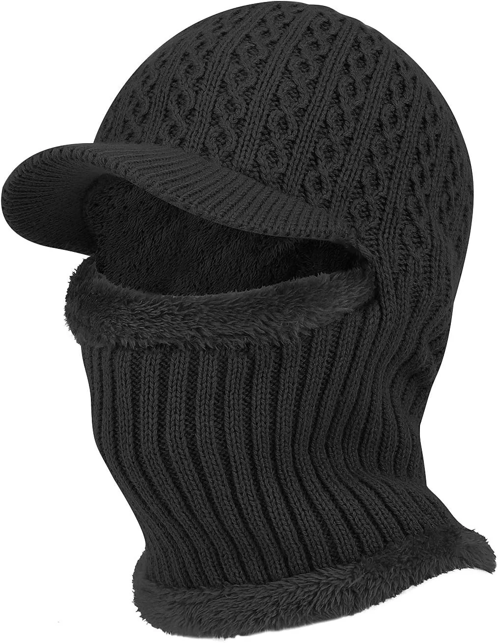 Winter Knitted Balaclava Beanie Hat Warm Cycling Ski Mask, Women Windproof Hood, Balaclavas Heavyweight Thermal Fleece