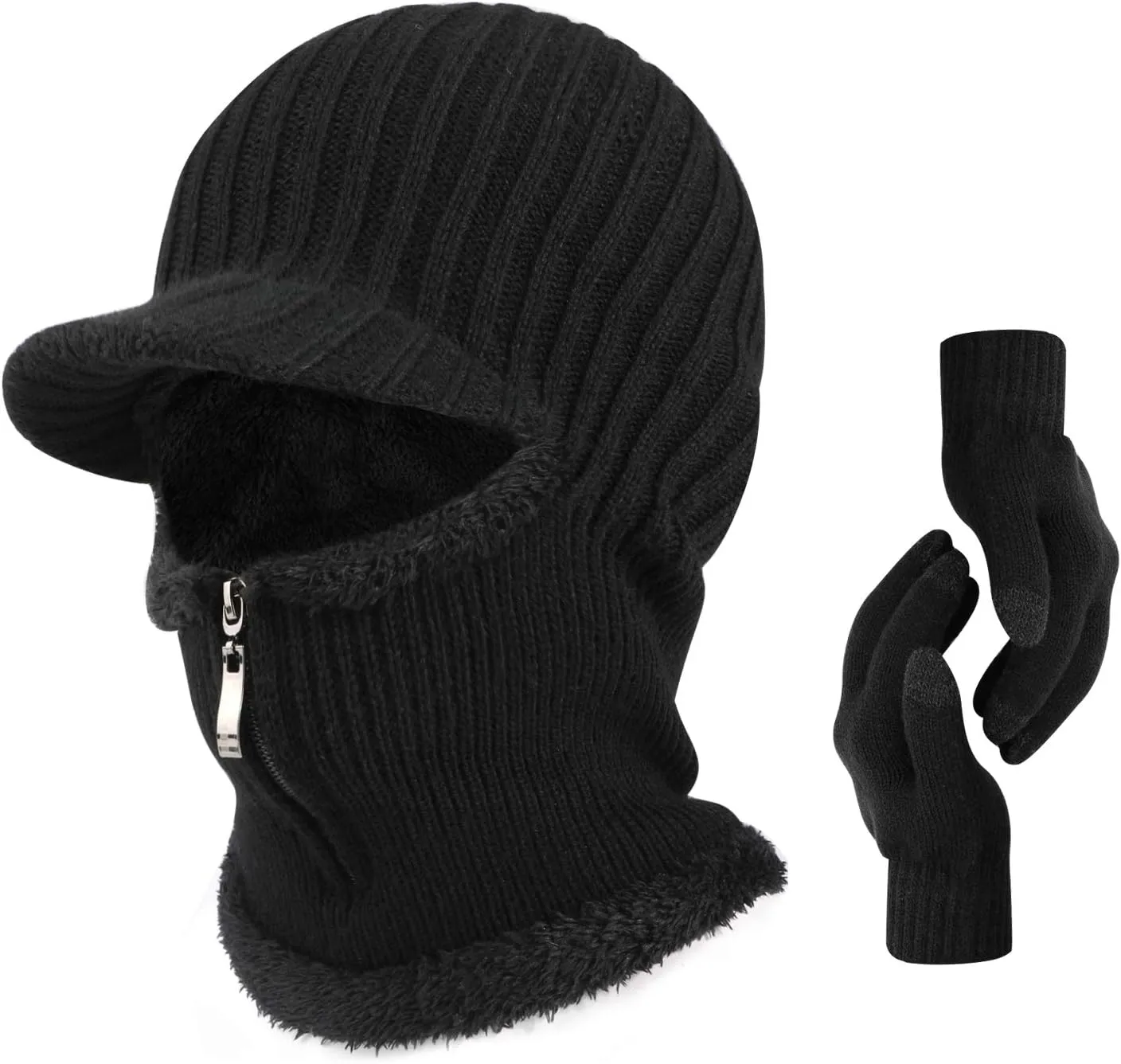 Winter Knitted Balaclava Beanie Hat Warm Cycling Ski Mask, Women Windproof Hood, Balaclavas Heavyweight Thermal Fleece