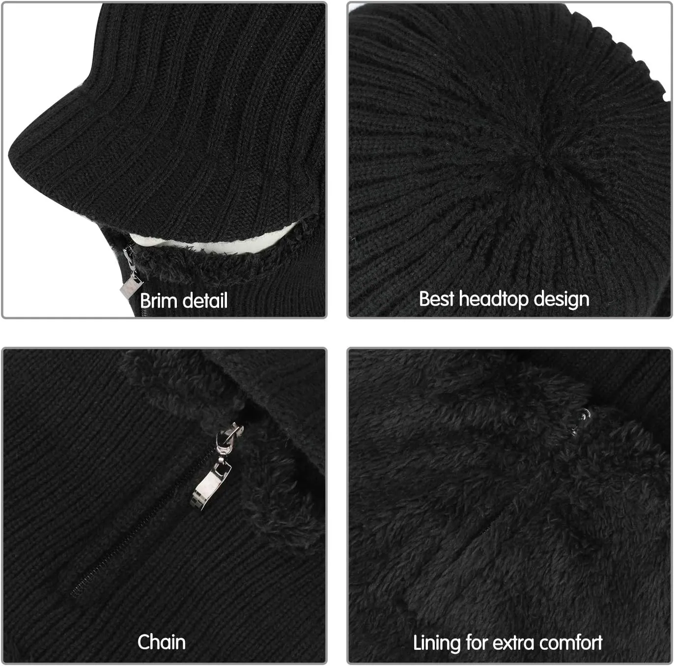 Winter Knitted Balaclava Beanie Hat Warm Cycling Ski Mask, Women Windproof Hood, Balaclavas Heavyweight Thermal Fleece