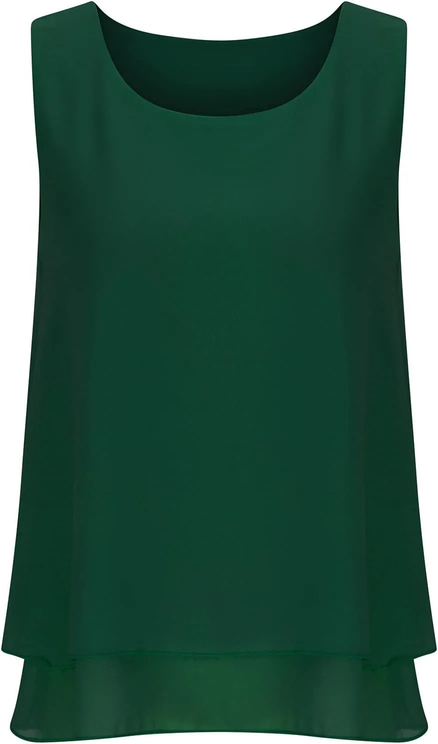 Women Tank Tops Dressy Sleeveless Solid Color Double Layers Chiffon Camisole Casual Summer Vacation Loose Casual Top
