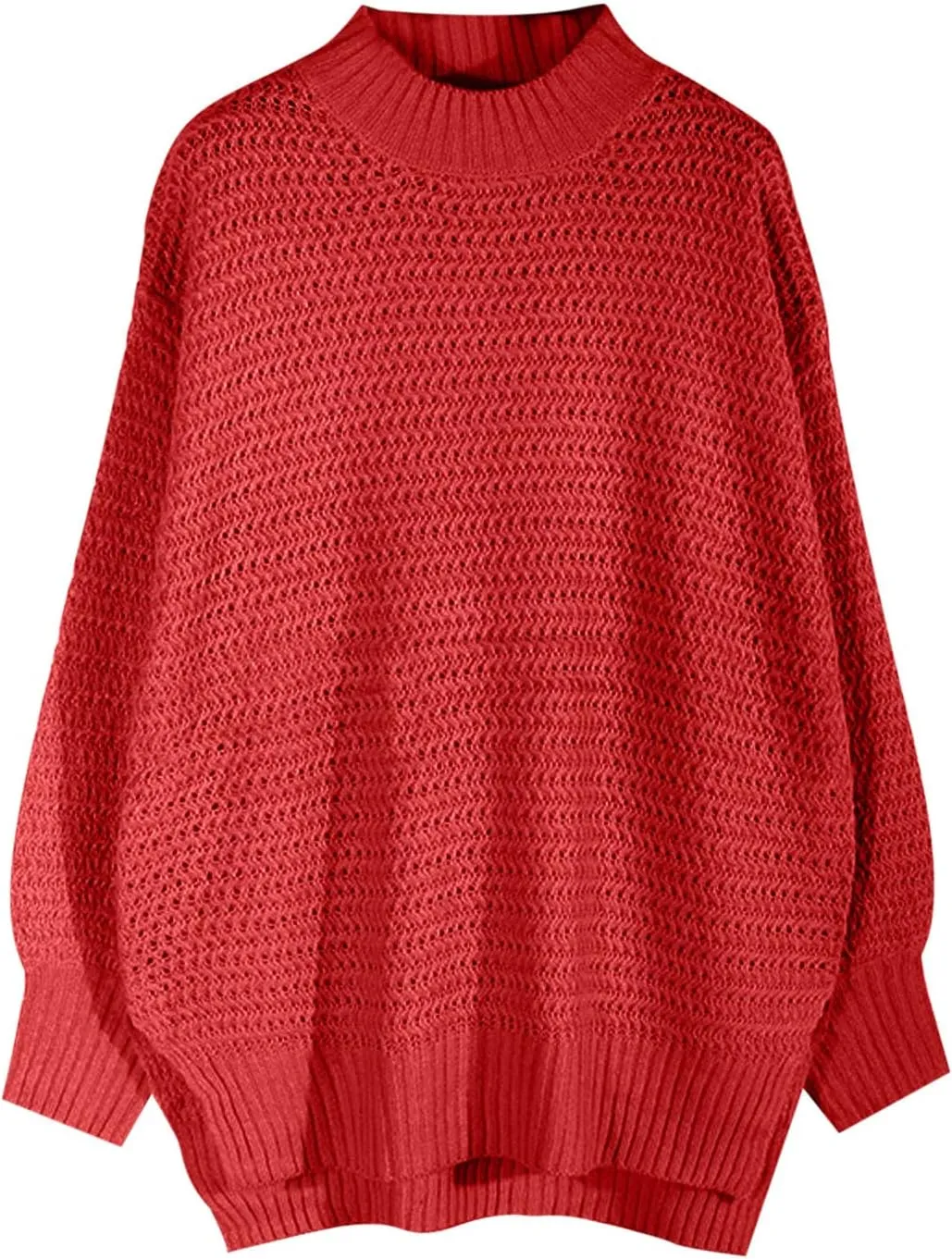 Womens Oversized Sweater Long Sleeve Spilt Hem Pullover Sweaters Cable Knit Chunky Jumper Tops Cozy Soft Knitwear